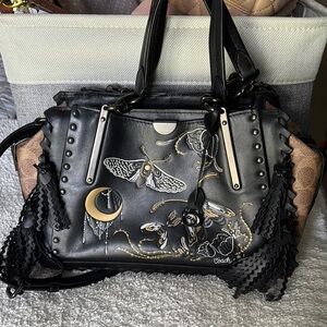 Coach Black and Gold Embellished Shoulder Bag